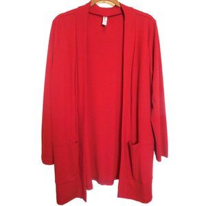 Cardigan NEW 1X ROSIO Red Lightweight knit duster pockets long sleeve